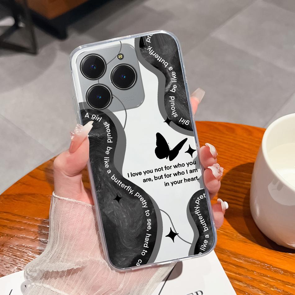 Simple Creative Case For Realme C63 C61 Transparent Back Cover For Realme C 61 C 63 Soft Slim Silicone Shockproof Funda Bumper