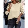 Autumn and Winter Women's Sweatshirt Round Neck Plaid Solid Color Temperament Elegant Casual Long Sleeve Top Sweatshirt