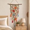 Wooden Branch Crochet Wall Hanging Yarn Floral Tapestry Macrame Wall Hanging  Living Room Decor