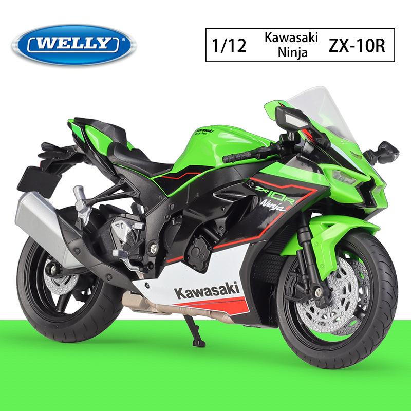 Масштаб 1/12 WELLY 2010 Kawasaki Ninja ZX-10R, модель мотоцикла из сплава, литье под давлением, металлические игрушечные транспортные средства, коллекция высокой имитации, детские подарки