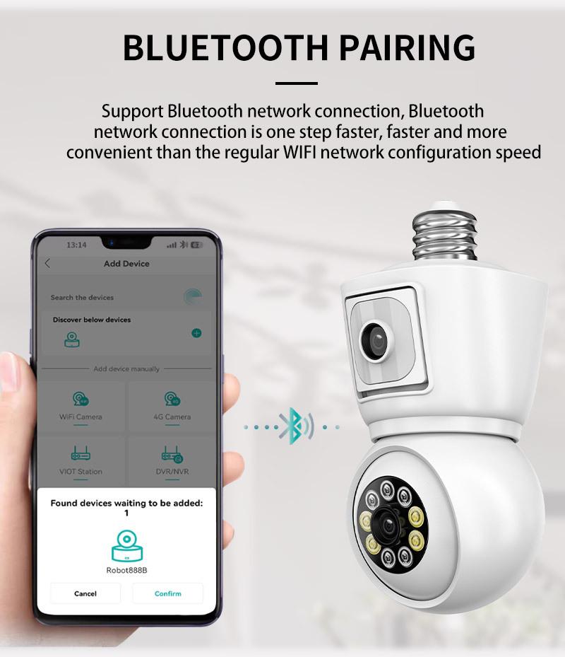 ICSEE HD Wireless Light Bulb Camera 6MP with Dual Light Night Vision and Mobile Remote Control