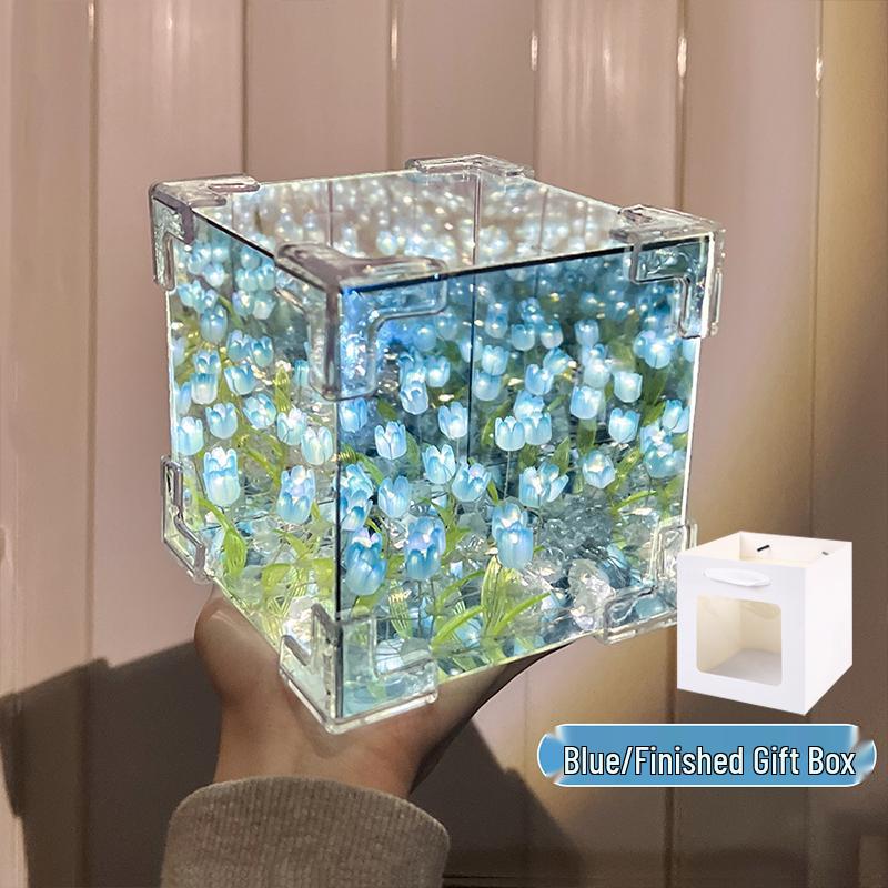 Подарок Валентина: Ночник-тюльпан ручной работы, кубик Рубика - Идеальный подарок на день рождения для девушки