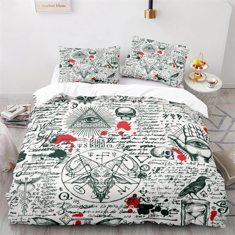 Skull King Queen Duvet Cover Gothic Skeleton Bedding Set for Adults Youth Personalized Halloween Bones Polyester Quilt Cover