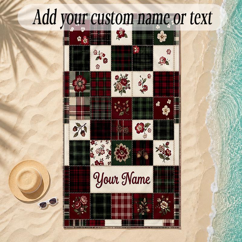 Snow Theme Soft Beach Towel Personalized Custom Name Text Towel Portable for Beach Pool Travel