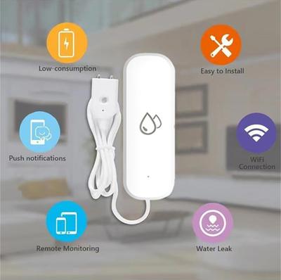 Датчик утечки воды Tuya, независимый WiFi-датчик утечки воды, система сигнализации для защиты дома, приложение Smart Life, управление