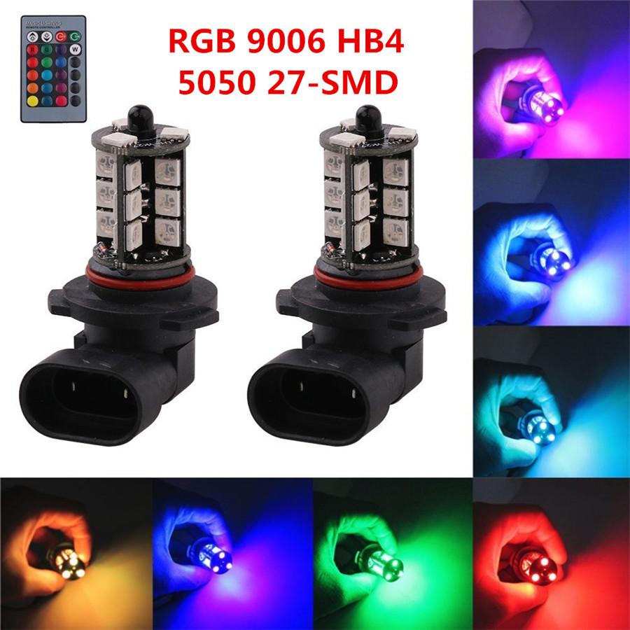 2 x RGB 9006 HB4 5050 27-SMD Светодиодные противотуманные фары Комплект дистанционного управления DRL