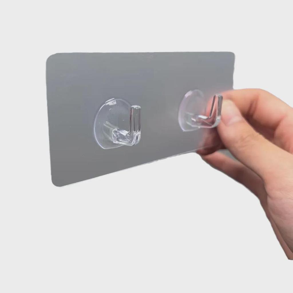 Transparent Double Hook for Bathroom and Bedroom – Adhesive, Punch-Free Design