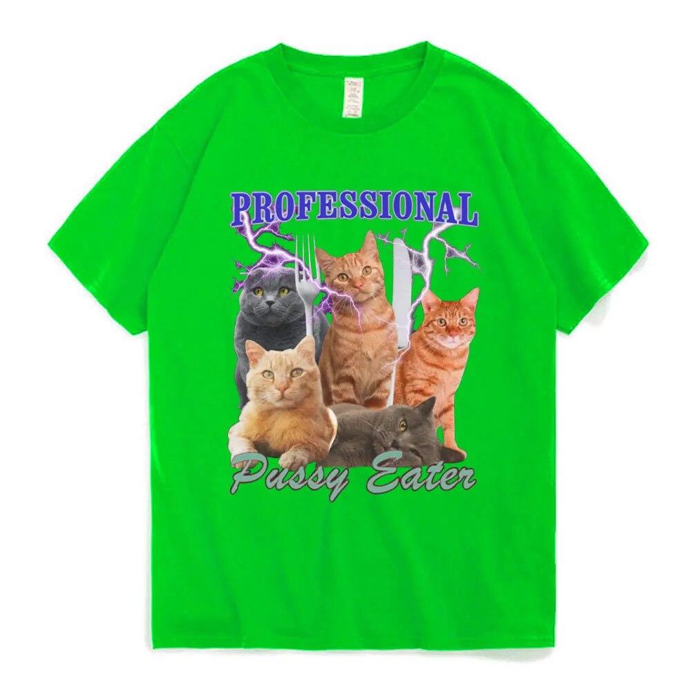 Профессиональный Pussy Eater, забавная футболка для любителей кошек, женская одежда унисекс, модные хлопковые повседневные футболки большого размера, уличная футболка