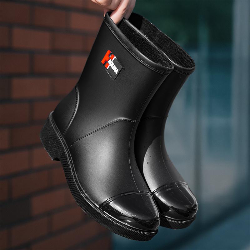 Модные уличные женские резиновые сапоги, широко используемые нескользящие водонепроницаемые сапоги до середины голени
