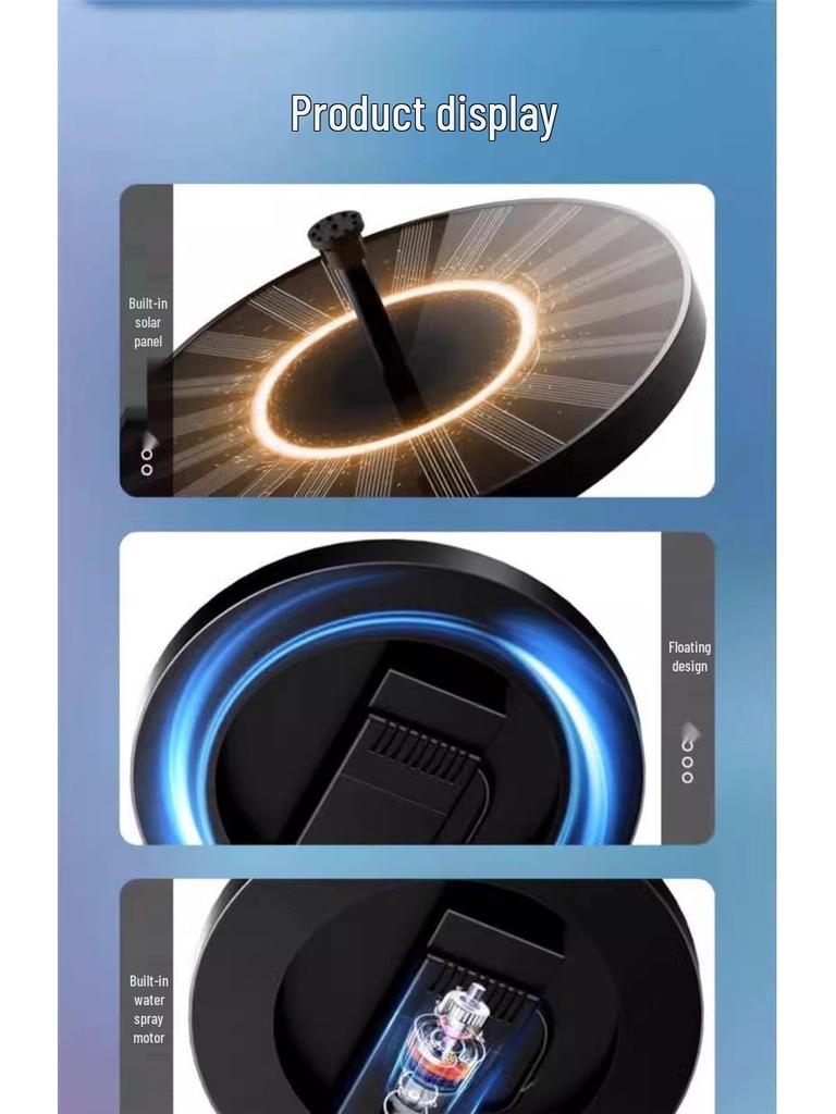 Автоматический солнечный прудовый фонтан-циркулятор и аэратор для наружного использования