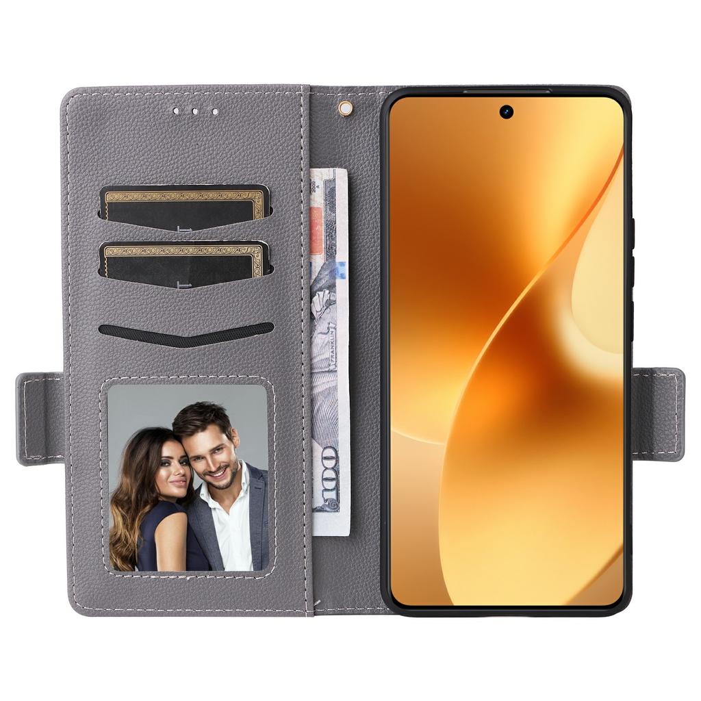 Чехол для Realme 15 Pro 5G/15 5G с ремешком на запястье, текстура личи, кошелек из ПУ кожи, чехол для телефона