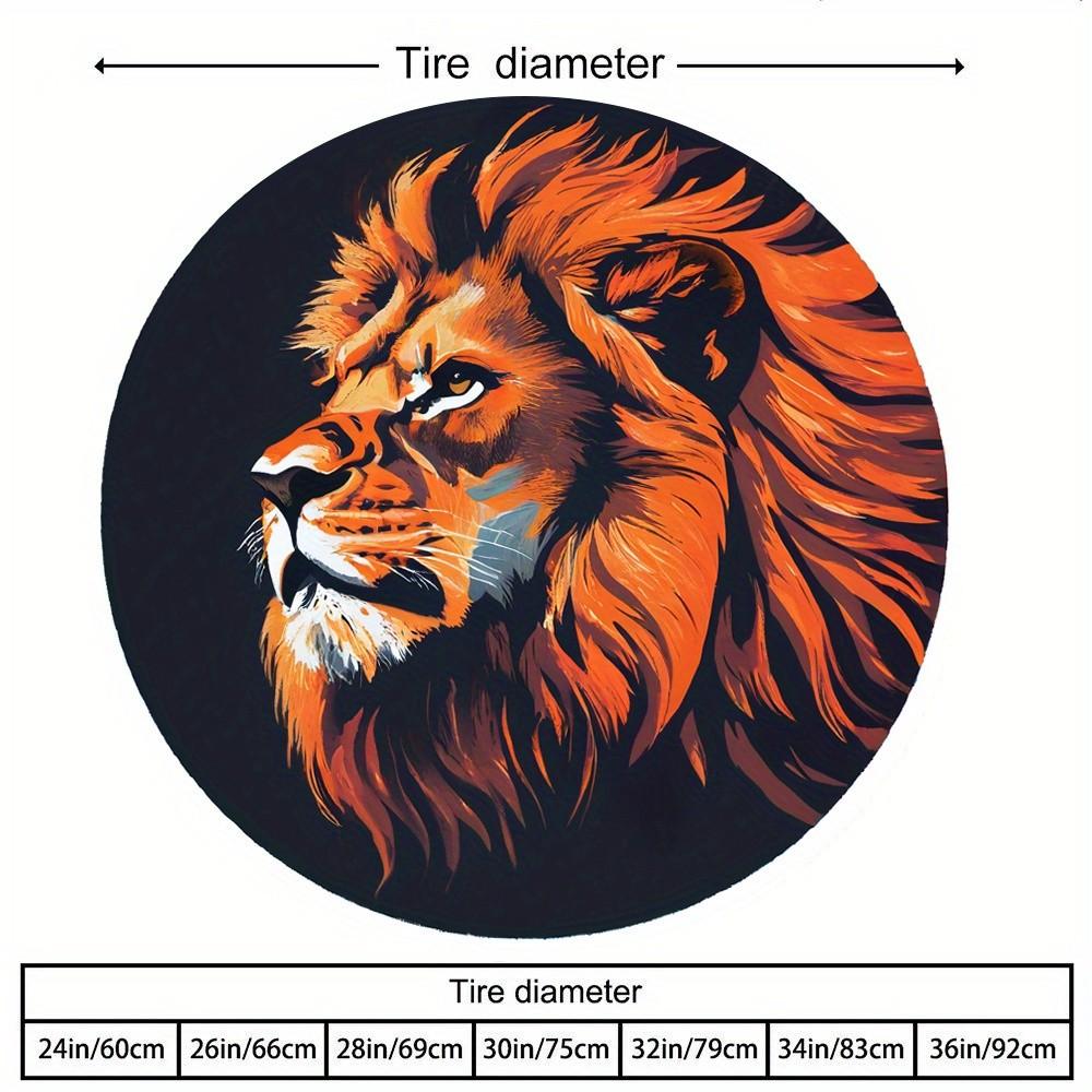 Lion Head Spare Tire Cover Durable Polyester Vintage Oil Painting Style Protective Wheel