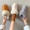 Fashion Women Fur Slippers Warm Platform Snow Slipper New Soft Short Plush Flats Home Cotton Shoes Korean Suede Mule Slipper 2024