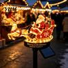 Christmas Tree Gift Box Pathway Markers Santa And Reindeer Sleigh Solar Garden Stake Light, Warm LED Outdoor Waterproof Stakes Lamp, Powered
