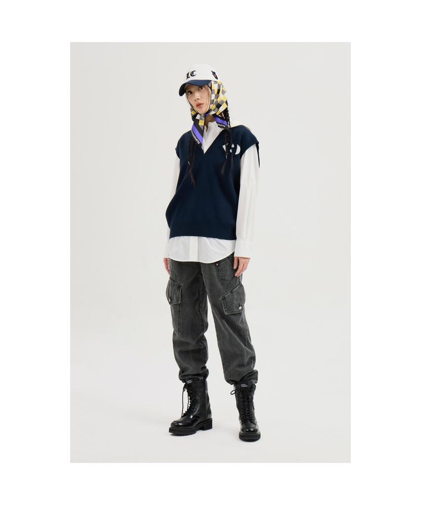 LUCKY CHOUETTE Coloring Hooded Knit Vest (Navy) Lfwas25120Nyx