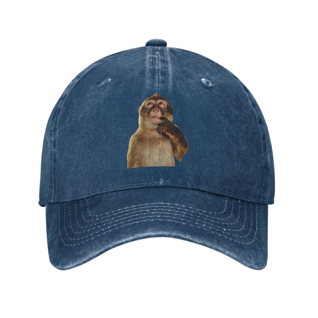 Washed Baseball Cap Thinking Monkey Meme Summer Trucker Hat For Unisex Women Streetwear Tennis Skate Sun Baseball Caps