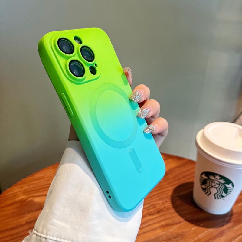 Luxury For Magsafe Gradient Silicone Multicolour Shockproof Case for iPhone 15 16 14 13 12 11 Pro Max E Wireless Charging Cover
