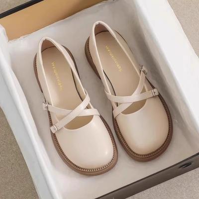 Винтажные женские туфли Мэри Джейн из кожи, весна и осень 2025, новые универсальные туфли с круглым носком в японском стиле, удобные нескользящие туфли для женщин