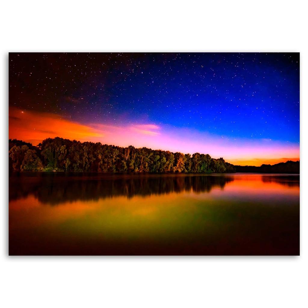 Печать на холсте, Закат над озером