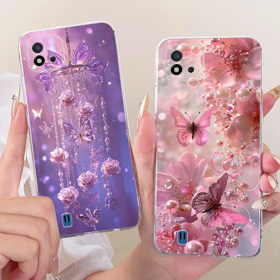 Чехол для Realme C11 2021 RMX3231 Цветы Расписной Чехол Мягкий Силиконовый Чехол для Телефона Для Realme C20 C 11 RealmeC11 2021 Сумки