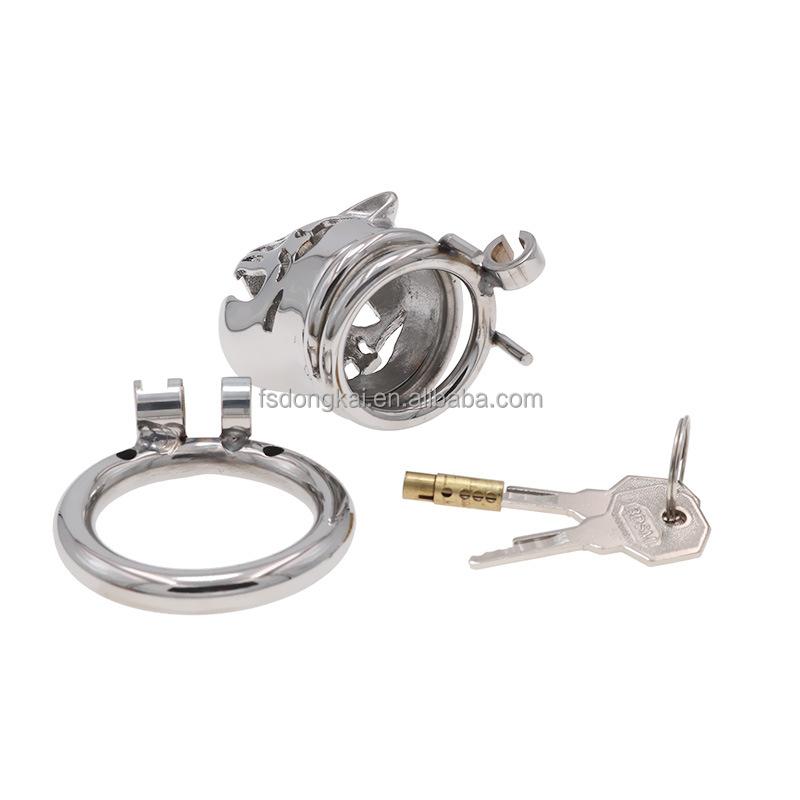 DK Hot Selling tiger Head Men's Short Chastity Lock Training Chastity Device Men's Urethra Stimulation Lock for Male and Couples