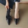 Pointed Toe Sexy Mid Heels Party Shoes Women Sandals Designer Summer Brand Pumps Slingback Casual Shoes Dress Slippers 2024 New