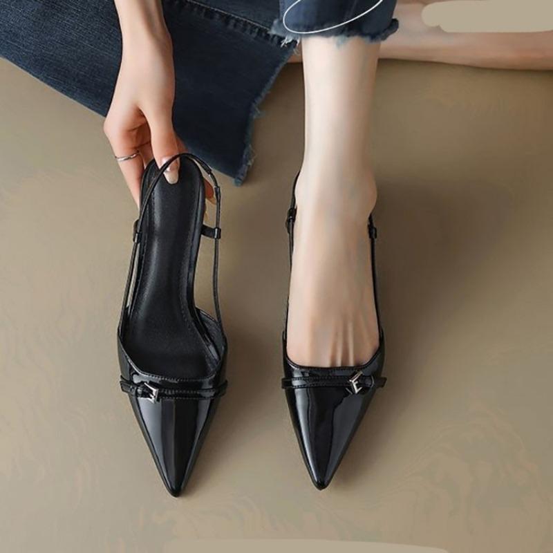 Pointed Toe Sexy Mid Heels Party Shoes Women Sandals Designer Summer Brand Pumps Slingback Casual Shoes Dress Slippers 2024 New