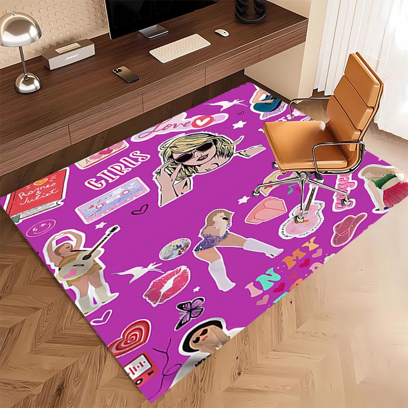1pc Taylor Swift Print Area Rug - Soft, Washable Non-Slip Indoor Mat, Living Room, Home Office Decorative Rug,Office Decorative