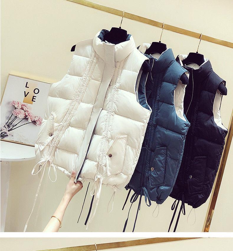 2024 Women's Short Slimming Sleeveless Down Vest - Korean Style, Autumn/Winter