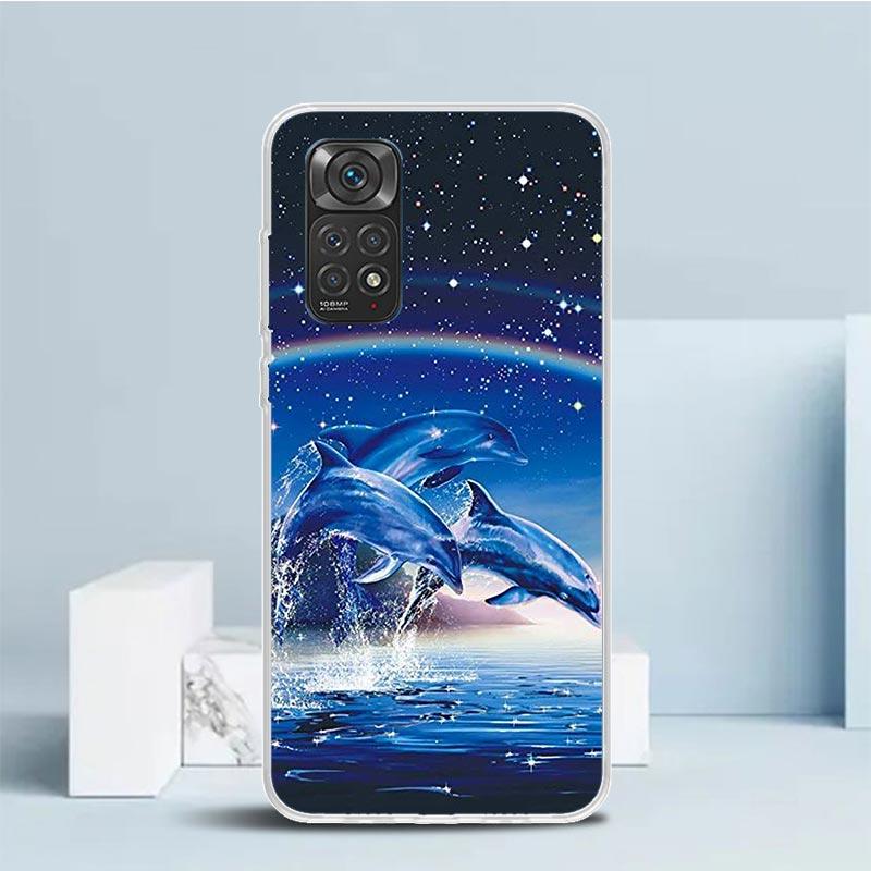 Чехол для телефона Милый дельфин с морским животным для Xiaomi Redmi Note 15 14 14S 13 12S 12 Pro Plus 11S 11 11T 11E 10S 10 + Мягкий ТПУ Задняя крышка