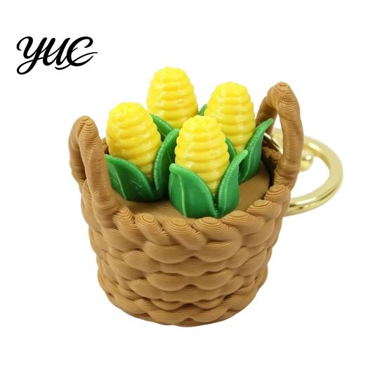 Portable Decompression Gifts 3D Printed Mini Vegetable Basket Keychain, Cute Simulated Pendant, Trendy Key Ring Pendants Stress Relief Clicker Toy for