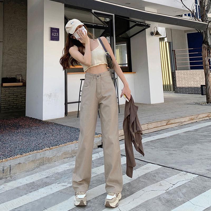 Женские джинсы широкого кроя с высокой талией мятно-зеленого цвета, корейский стиль, длина до пола, свободный крой, размер плюс, лето.