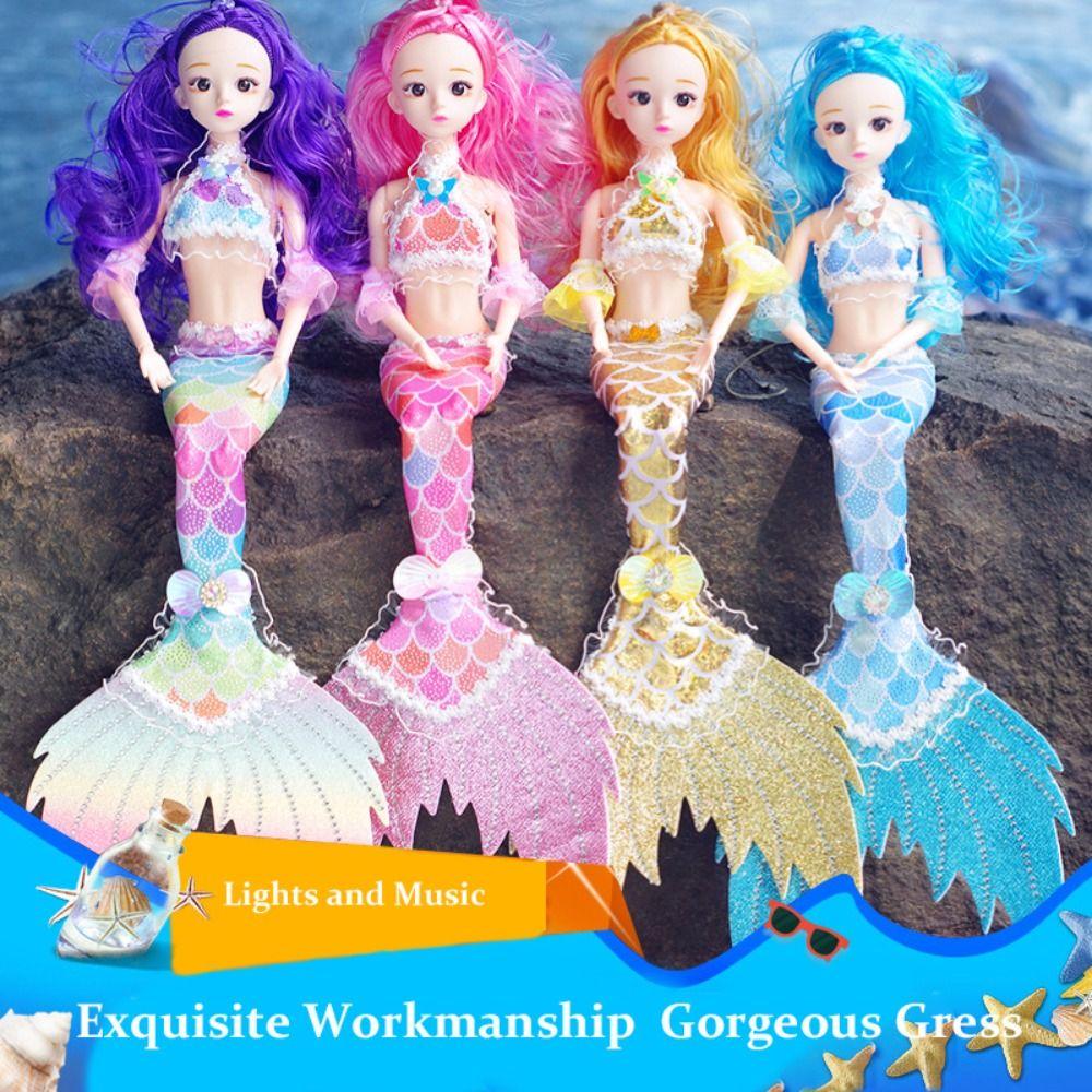 Красочная кукла-русалка 45 см, 11 подвижных суставов, набор кукол BJD (с огнями и музыкой)