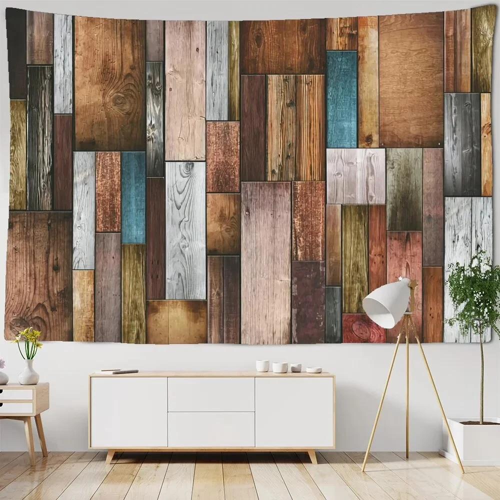 Wooden Tapestry, Rustic Wood Panels Texture Wall Tapestry Vintage Wooden Board Wall Hanging for Living Room Bedroom Dorm Decor
