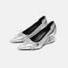 Fashion 2025 New Special Heel Spliced Heels Pointed Toe Heels Women's Fashion Shallow Mouth Bow Non-Slip Mary Jane Single Shoes