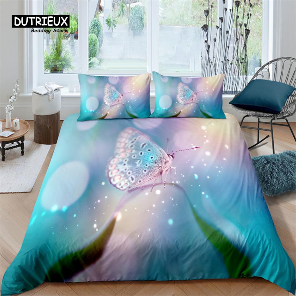 Luxury 3D Butterfly Print Home Living Comfortable Duvet Cover Set Pillowcase Kid Bedding Set Queen and King EU/US/AU/UK Size