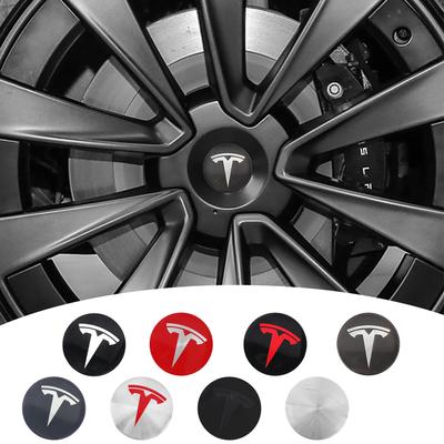 4 шт. Наклейки с логотипом на колпаки ступицы Tesla Model 3/Y/S/X 56 мм - Водонепроницаемые прочные наклейки на центр колеса Аксессуары для защиты автомобиля