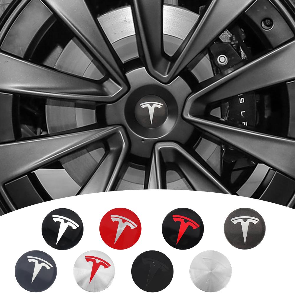4 шт. Наклейки с логотипом на колпаки ступицы Tesla Model 3/Y/S/X 56 мм - Водонепроницаемые прочные наклейки на центр колеса Аксессуары для защиты автомобиля