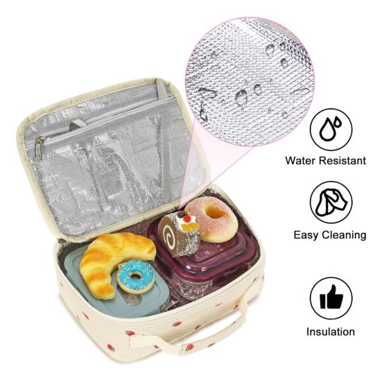 Kids Insulated Lunch Bag Corduroy Lunch Box for School Spacious Cooler Organizer with