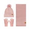 Yousheng 3Pcs/Set Women Hat Scarf Gloves Set Double-Layer Velvet Plush Ball Hat Cold Protection Scarf Touchscreen Gloves Set Ski Cycling Gear