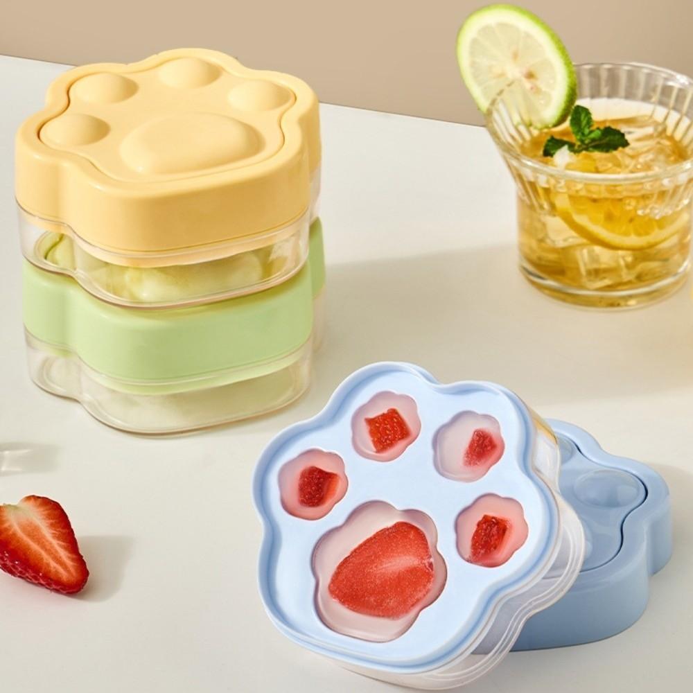 BPA Free Cat Paw Ice Block Mold Easy Demolding Pressing Ice Box Cute Ice Making Mold Summer