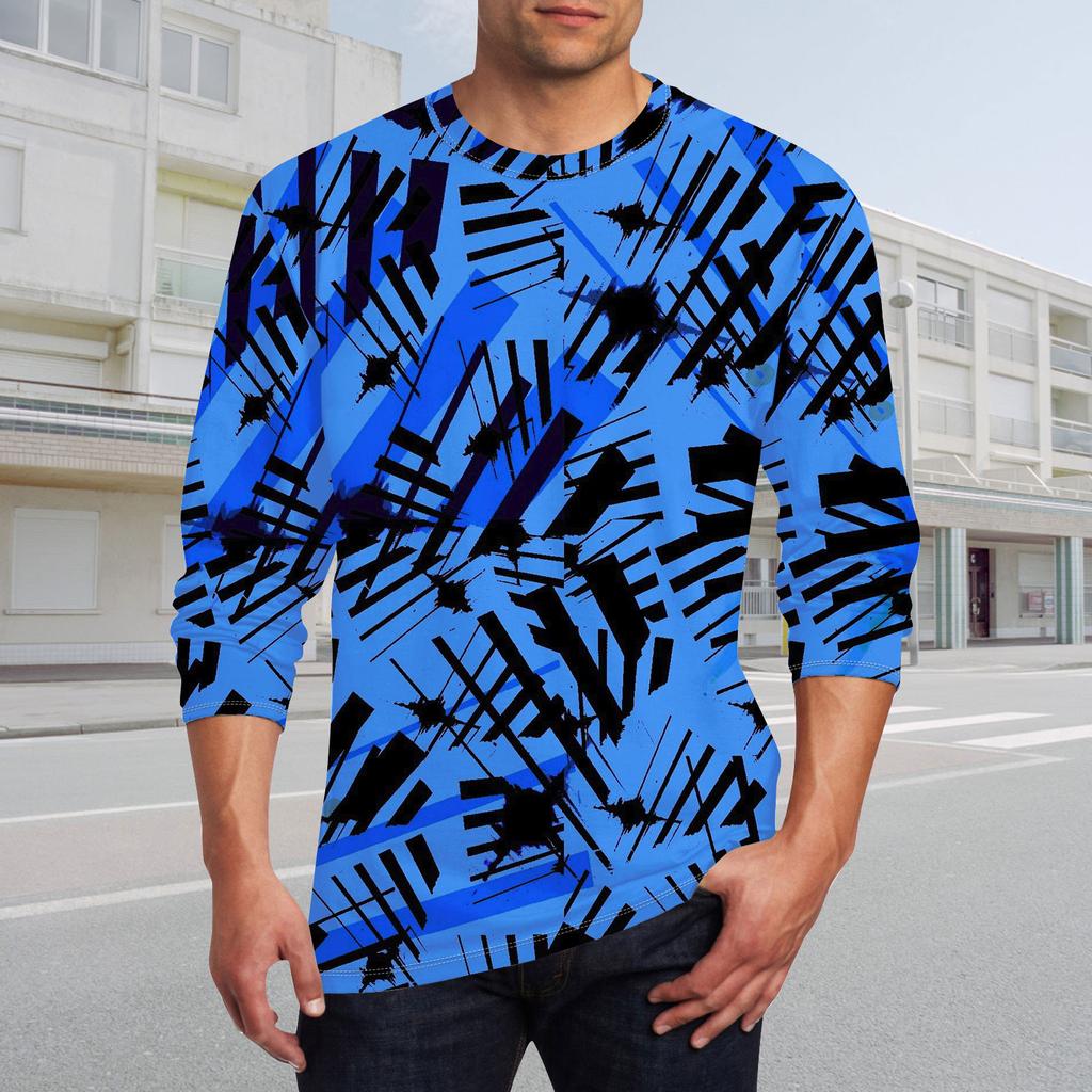 Men's T Shirt O-Neck Clothing Apparel Outdoor Long Sleeve Print Fashion Designer Vintage