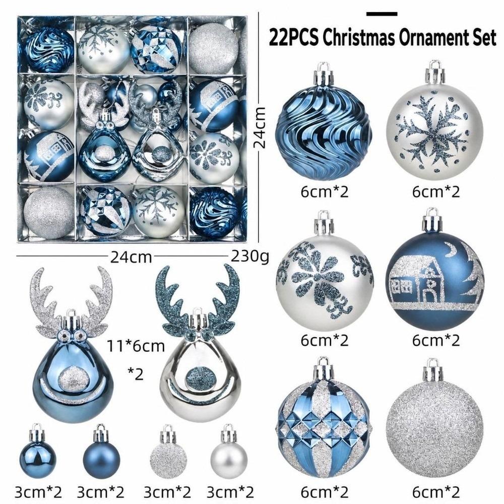 22Pcs/Set 6CM Christmas Ball Shiny Xmas Baubles Durable Christmas Pendant Decorations Storefront