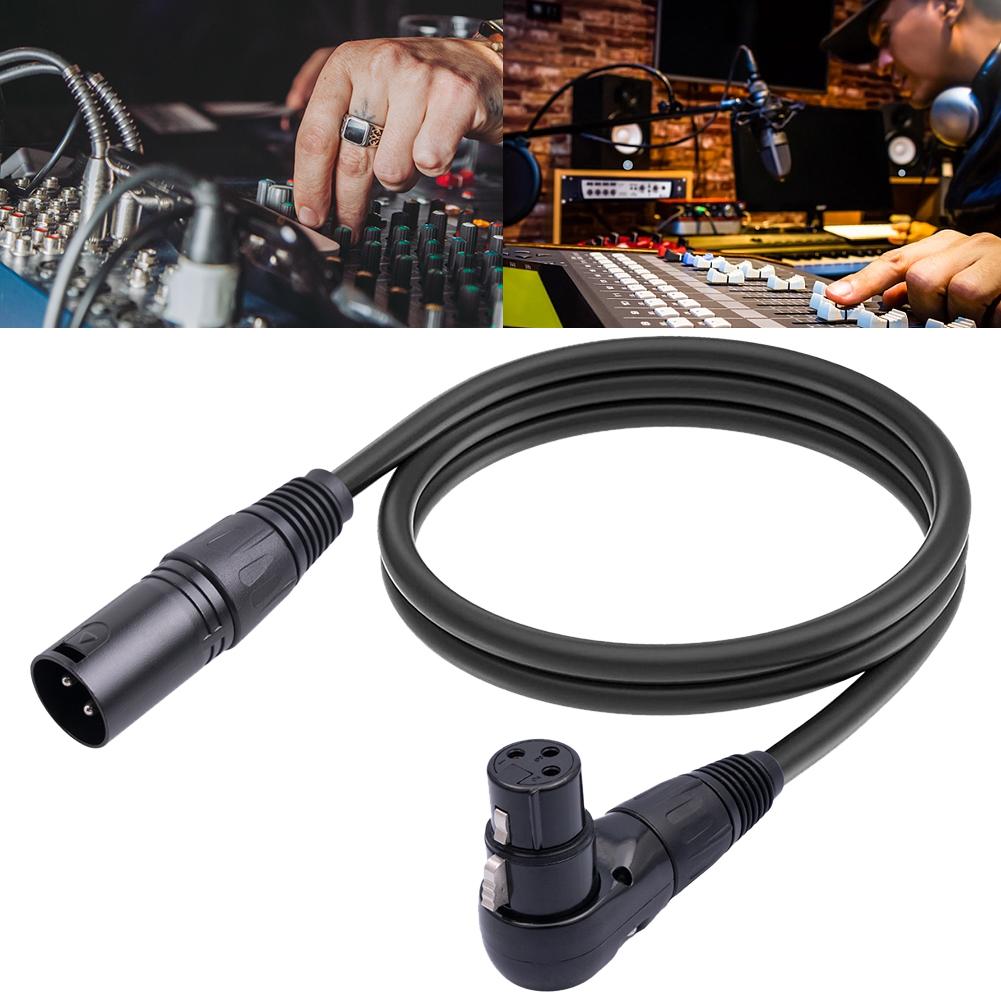 90 Degree XLR Female To Straight XLR Male 3-Pin Mic Connector 0.3/1/1.8M Elbow XLR Female To Straight XLR Male Audio CableGood product