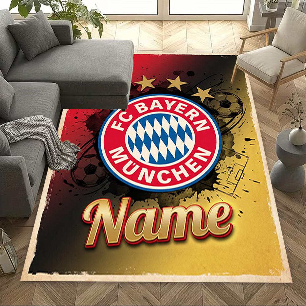 Bayern Munich Soccer Poster Carpet Design for Playrooms Study room Dining Room Entryway Anti-slip Rug Anime Office Decor Best for Christmas