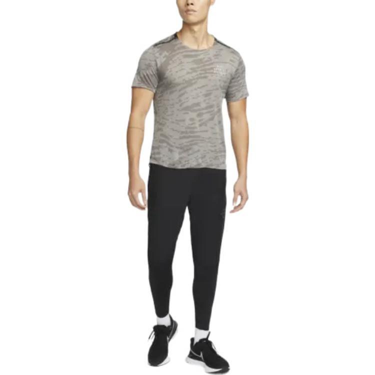 Nike irregular texture Full Print Round Neck Training Sports Short Sleeve Gray Men's DM4637-017