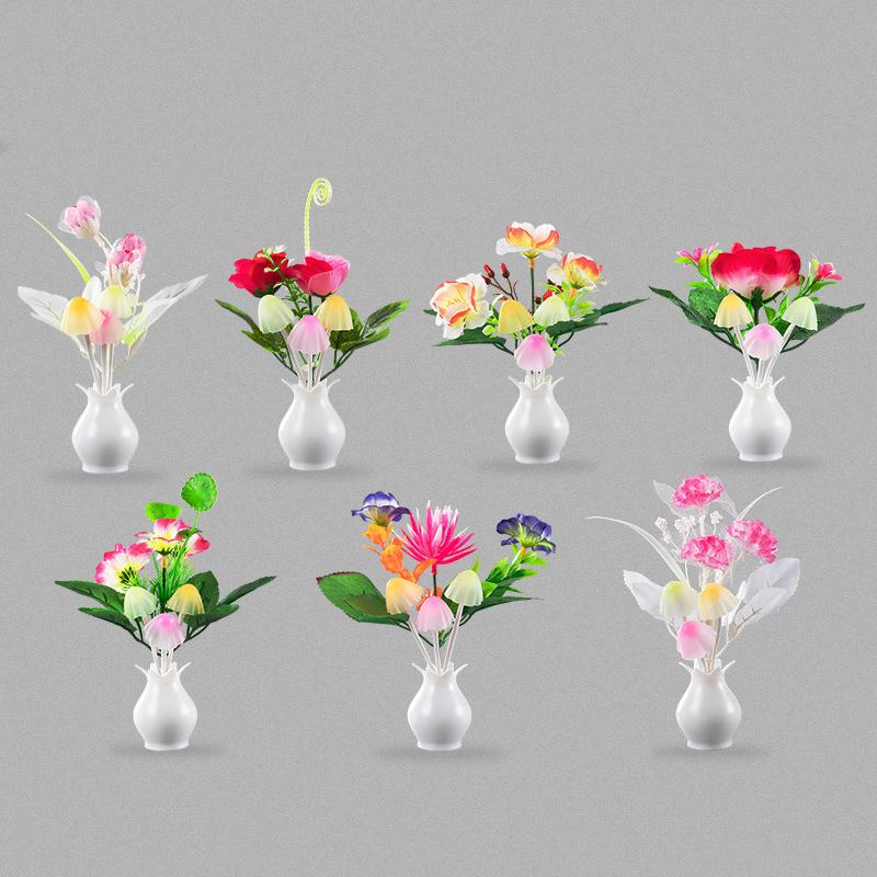 Wall Lamp Home Mushroom Night Lights Induction Luminous Mushroom Lamp US Plug 7 Color Night Light Led Night Lights  Accessories