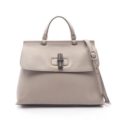 Used Bamboo Daily Medium 2-Way Bag Handbag 392013 Leather Gray Used Women