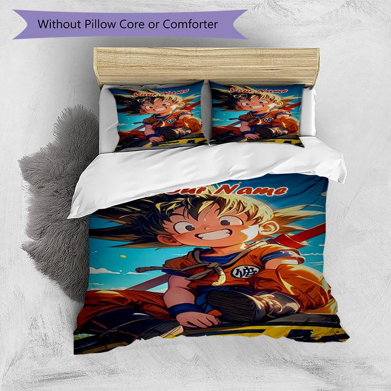3PC Custom Name "Dragon Ball Z Adventure" Bedding Set Printed Bedding Set Duvet Cover Closure Includes 1 Duvet Cover & 2 Pillowcases for All Seasons B