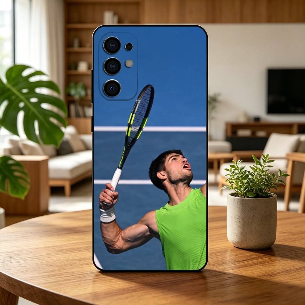 TenniS Carlos Alcaraz Phone Case Black Silicone Soft For Samsung S25,S24,S21,S22,S23,S30,Ultra,S20,Plus,Fe,Lite